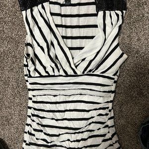 BCX Black/White striped sleeveless top